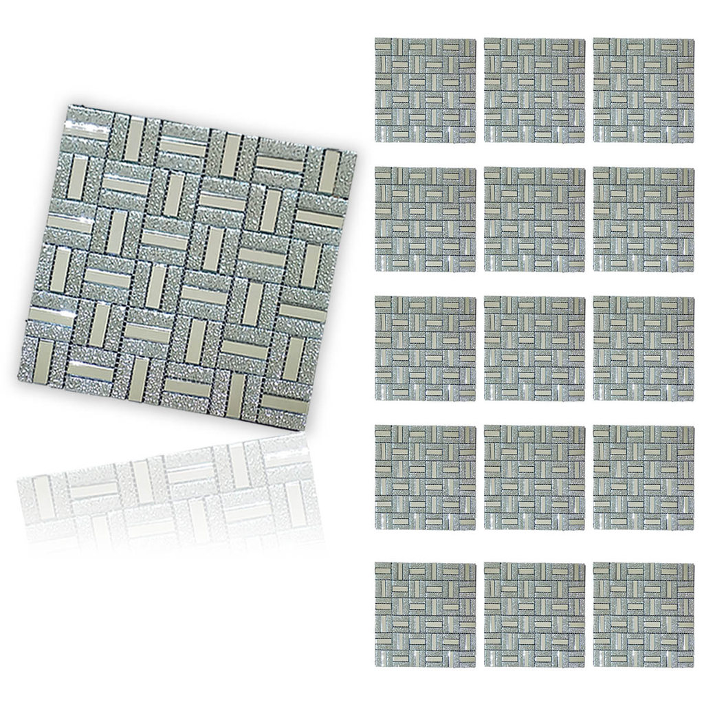 Pastilha De Vidro Adesiva Kit 15 Uni Parede Cozinha Lavabo Banheiro Sala Decorativa Moderna Requintado Facil Aplicacao