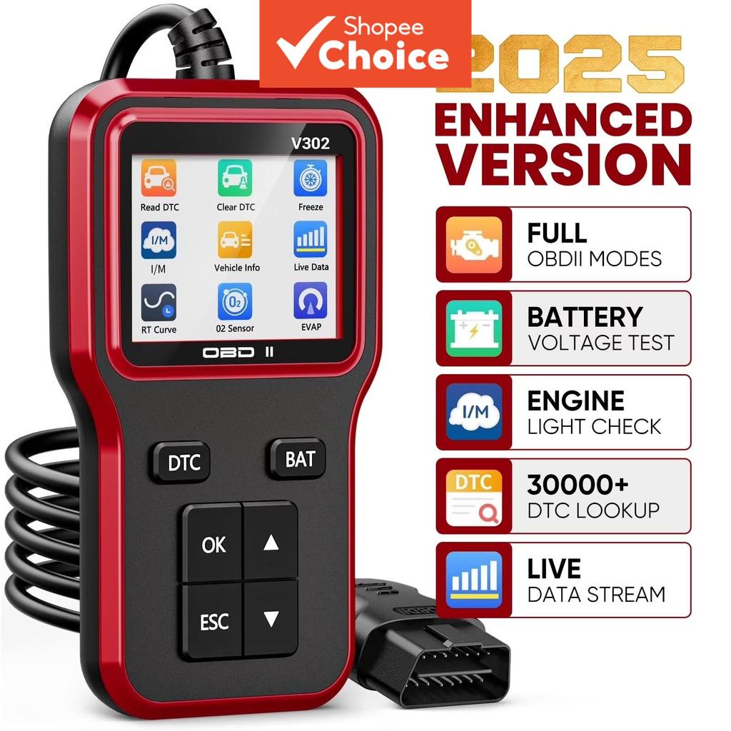 V302 OBD2 Car Scanner Teste De Bateria Ferramenta De Diagnóstico Automático Leitor De Código De Motor