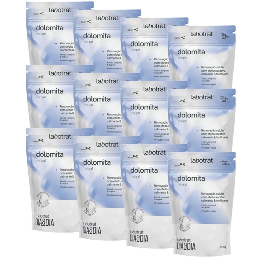 Kit 12 Dolomita Calmante Corpo Rosto Natural - Labotrat 200g