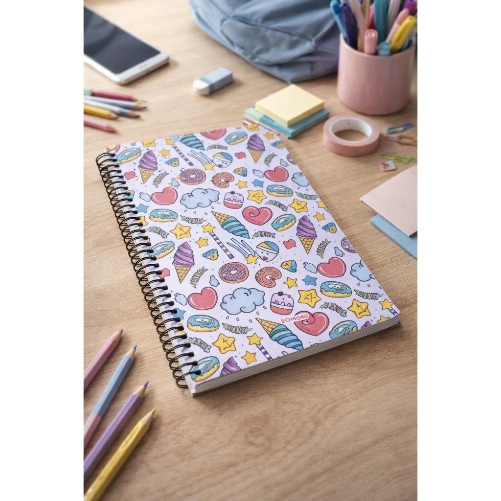 Caderno Universitário Feminino Academia 10 Matérias 160 Folhas Colorido Escolar Achadinhos
