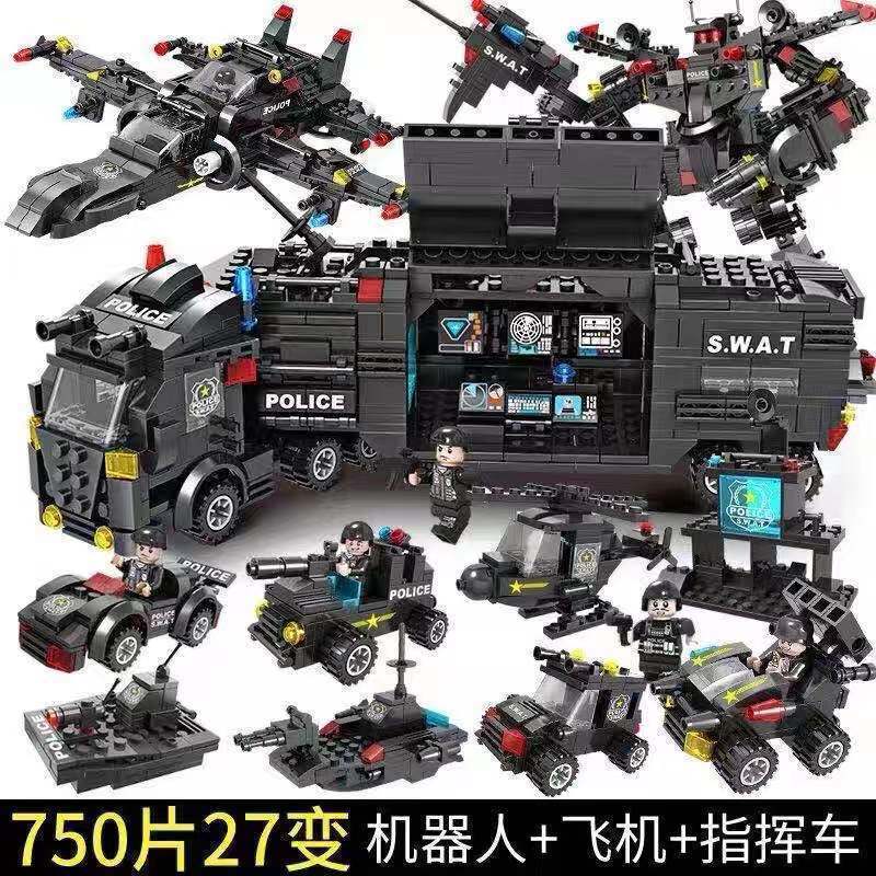 1.000 pçs Lego blocos de construção série militar cidade SWAT menino avião navio de guerra montagem educacional das cria