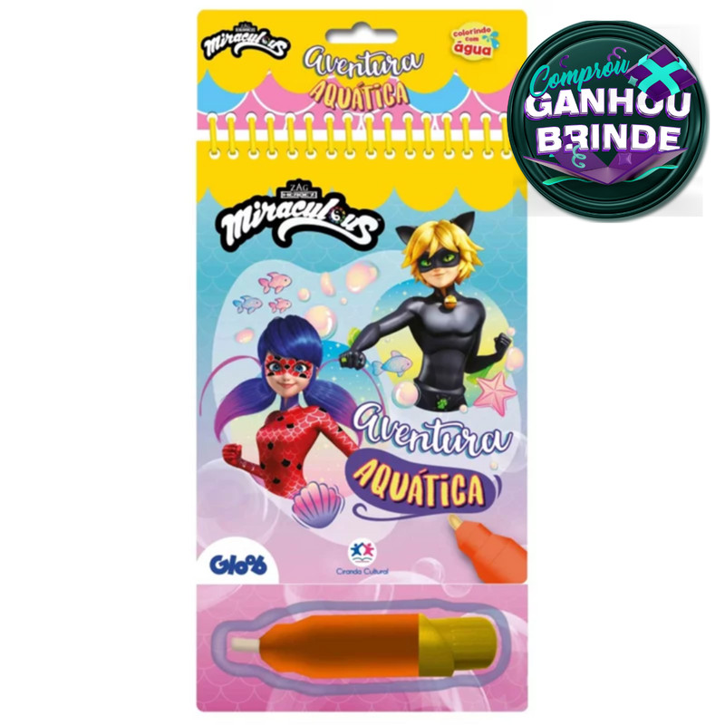 Livro Ladybug - Aventura Aquática Crianças Filhos Infantil Desenho História Ciranda Pintar Colorir