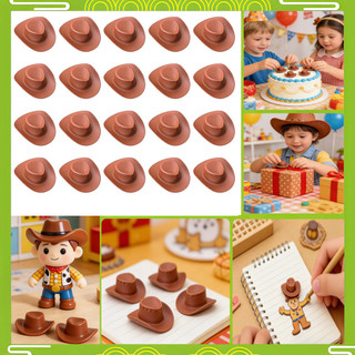 Mini chapéu de Cowboy marrom estilo plástico 5.4 x 4.6 cm pacote de 20 peças