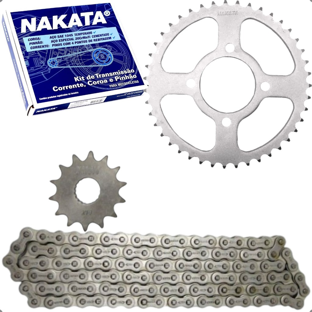 Kit Transmissao Relação Coroa Pinhao Corrente Nakata Suzuki Intruder Katana Yes 125 1996 a 2017