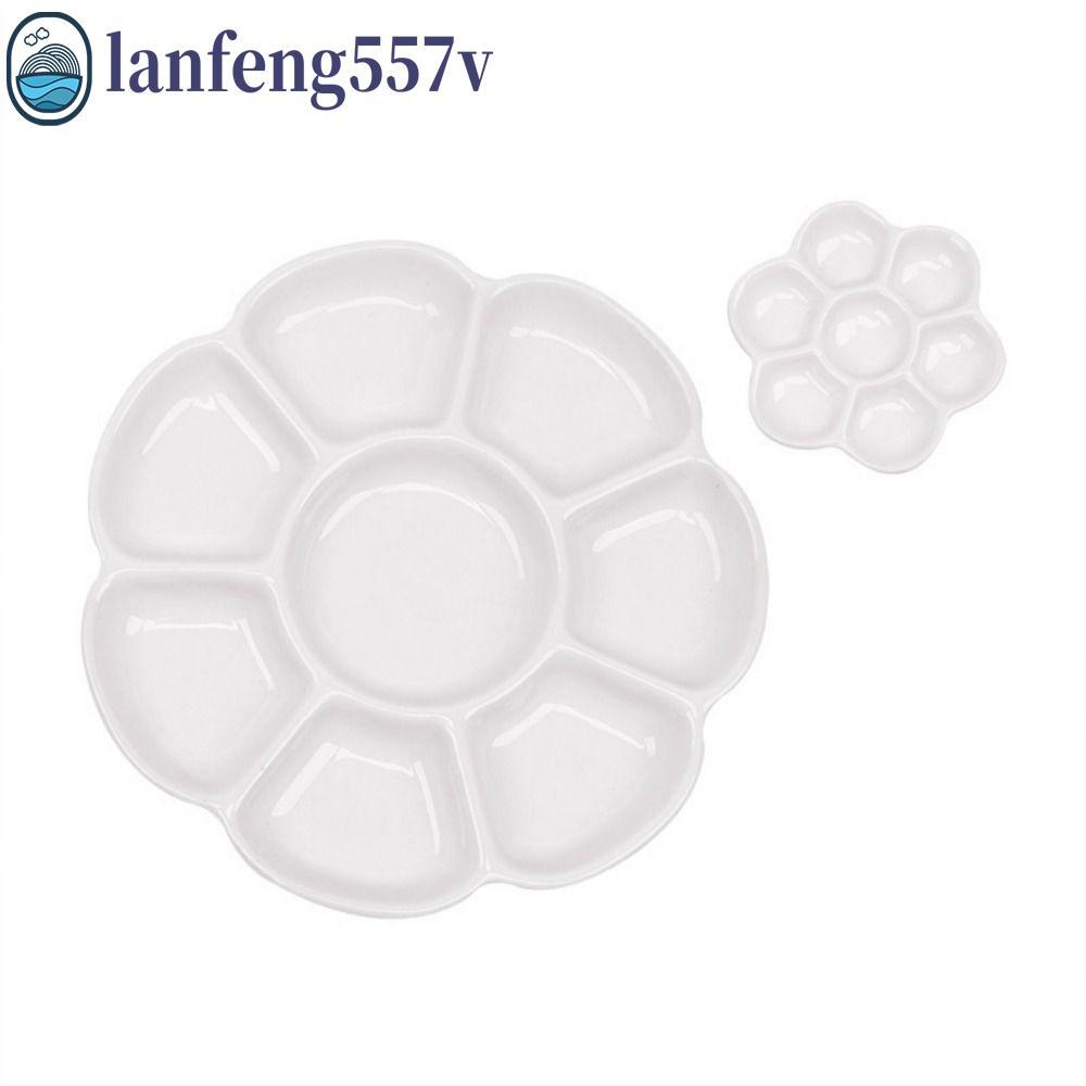 Paleta De Pintura Cerâmica LANFENG , Bandeja Portátil De 6/7/8/9 Grades , Porcelana Em Formato Redondo Branco