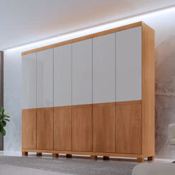 Guarda Roupa Casal Bipartido Doble MDF 6 Portas e 4 Gavetas com Pés Moderna Mobília