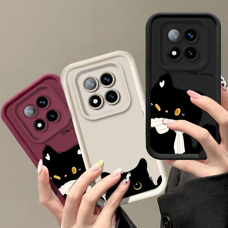 Capa Para Redmi Note 15 Pro Plus 4G 5G Note15 De Gato Preto Fofo Com Lenço De Proteção De Silicone Macio Telefone Trasei