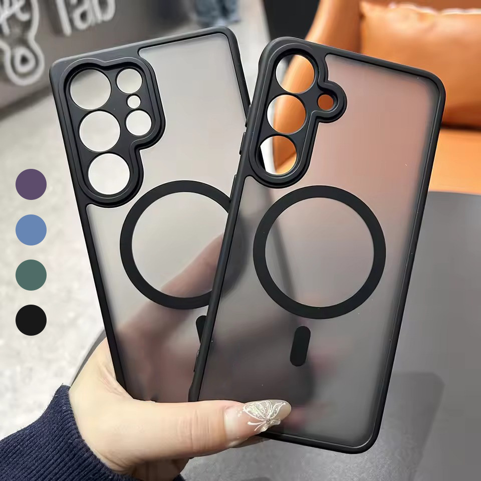 Capa Magnética Translúcida Fosca Para Samsung S24 S25 FE S26 Ultra S25 Plus A07 A37 A57 A17 A16 A26 A36 A56 A35 A55 5G L