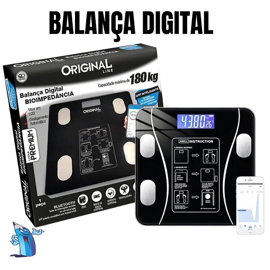 BALANÇA BLUETHOOT BIOIMPEDÂNCIA 140 KG DIGITAL DISPLAY LCD APLICATIVO FITNESS TREINO SL0382D