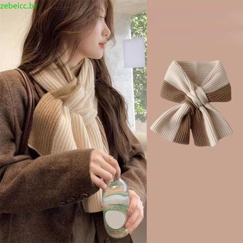 zebeicc Lenço Malha Feminino Fashion Quente Cruzado Projetado Fixação Cor