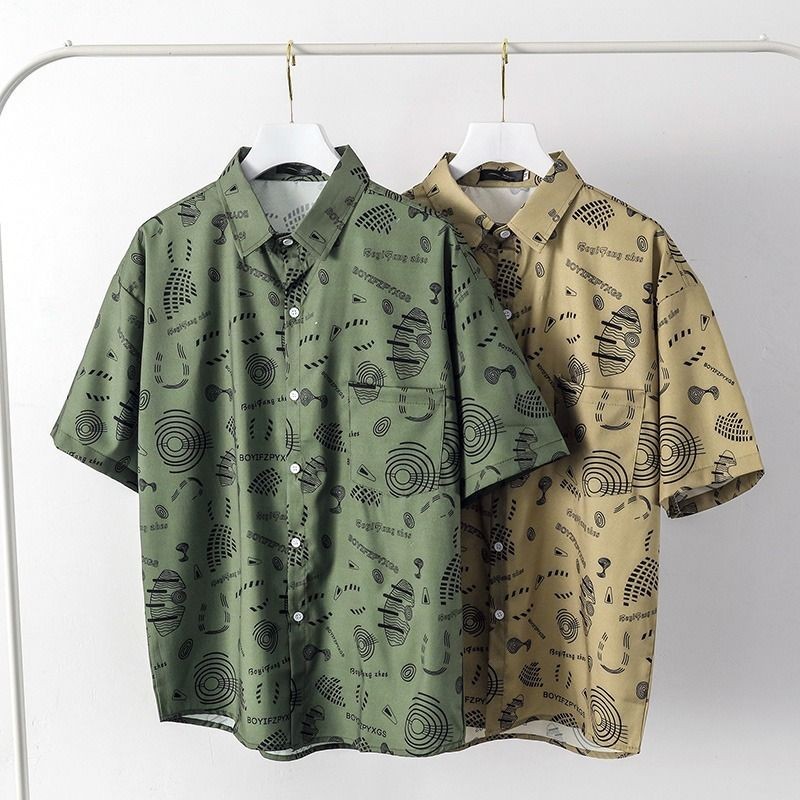 Camisa Waiian Masculina Camisa de Praia Seaside Wear Férias Camisa Masculina de Manga Curta Flor Jaqueta Camisa de Praia