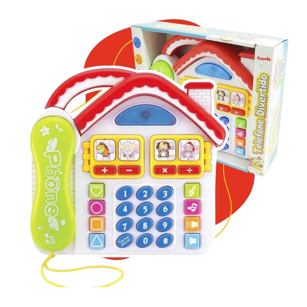Telefone Infantil Brinquedo Musical Didatico Interativo Casa Divertida Com Luz E Som Bebe Kizumba