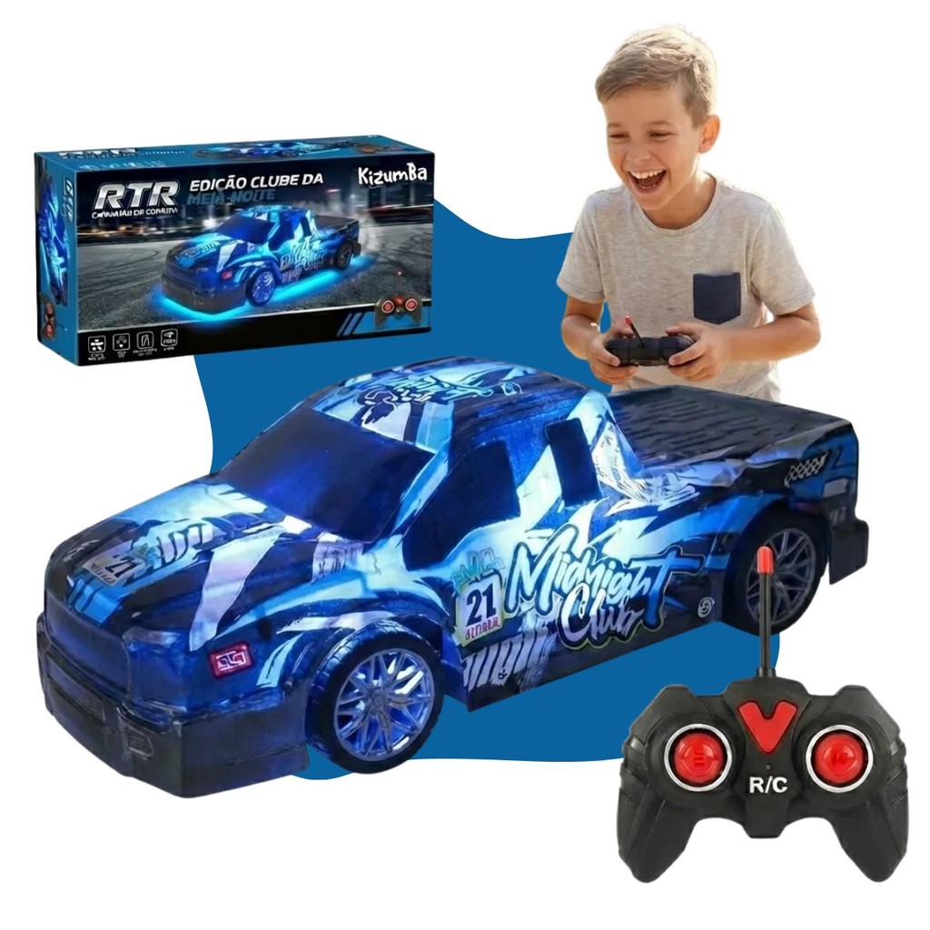 Caminhonete Carrinho Pick-up Racing Controle Remoto 2.4ghz Sport Iluminado Led Recarregavel Kizumba