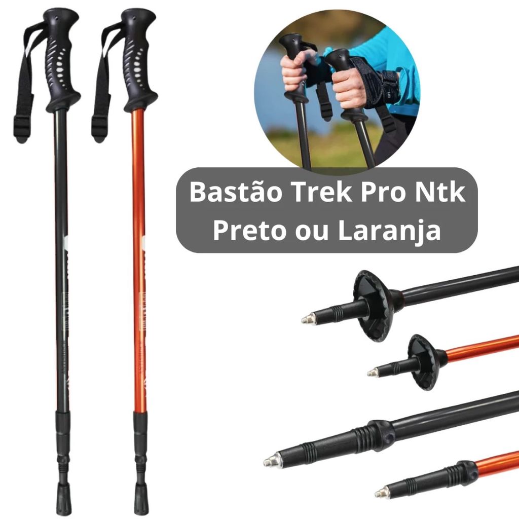 Bastao de Caminhada Trek pro Ntk Cobre Sistema Anti-shock Ajustável 65cm a 1,35m / Cobre Ou Preto