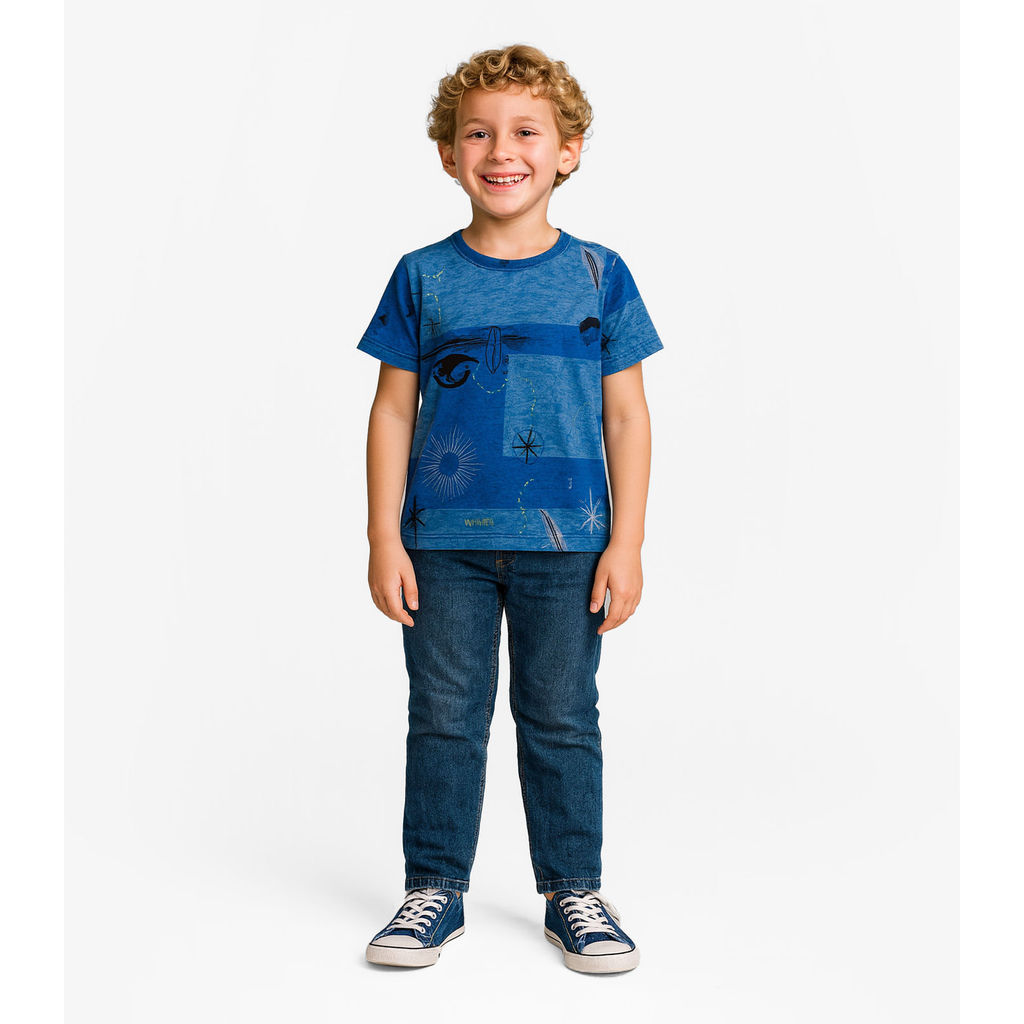 Camiseta Infantil Masculina Infinita Cor Azul
