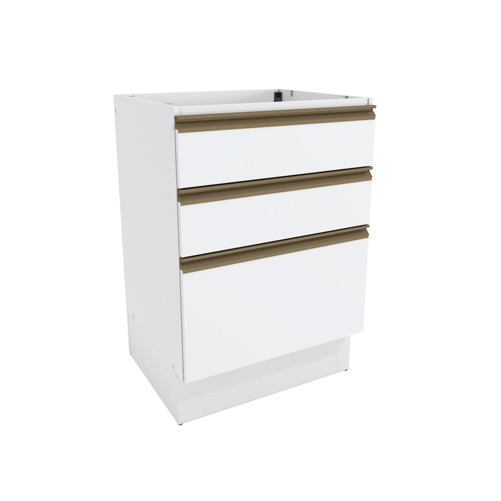 Balcão 3 Gavetas Kappesberg Celeste 100% MDF Branco 60cm