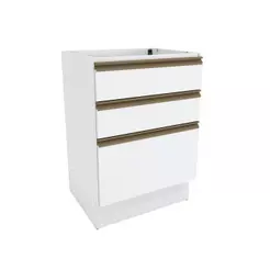 Balcão 3 Gavetas Kappesberg Celeste 100% MDF Branco 60cm