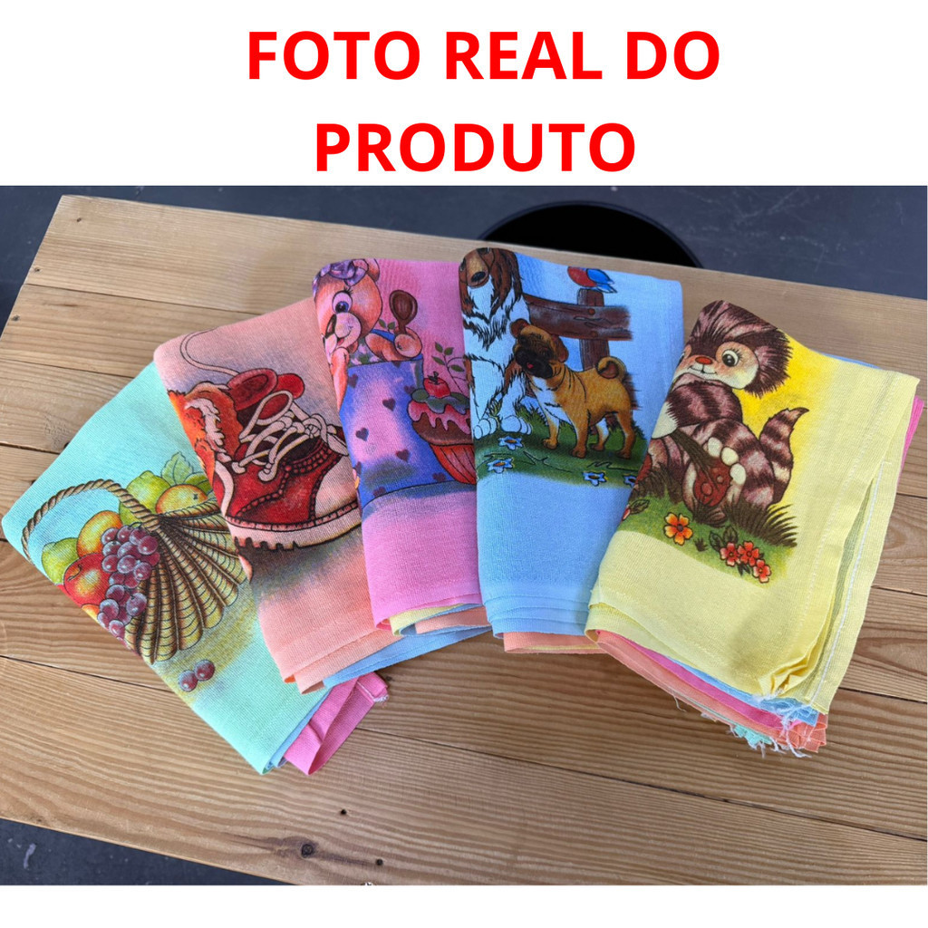10 Panos de Prato Grande Coloridos Copa Pano Estampas Variados Guardanapo Bainha Kit 33 x 60 Cm — imagem 2 de 2