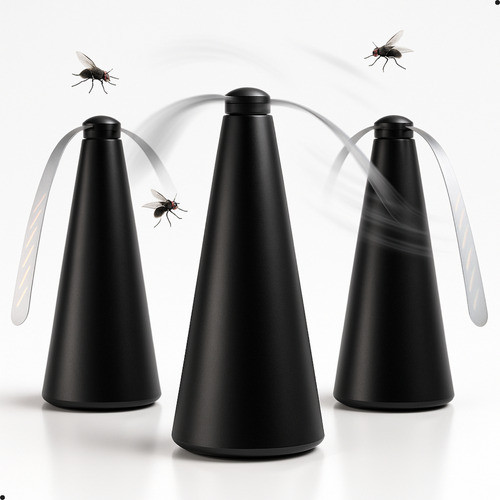 Kit 3 Ventilador Repelente Insetos Moscas Mosquitos Preto Giratório Abanar