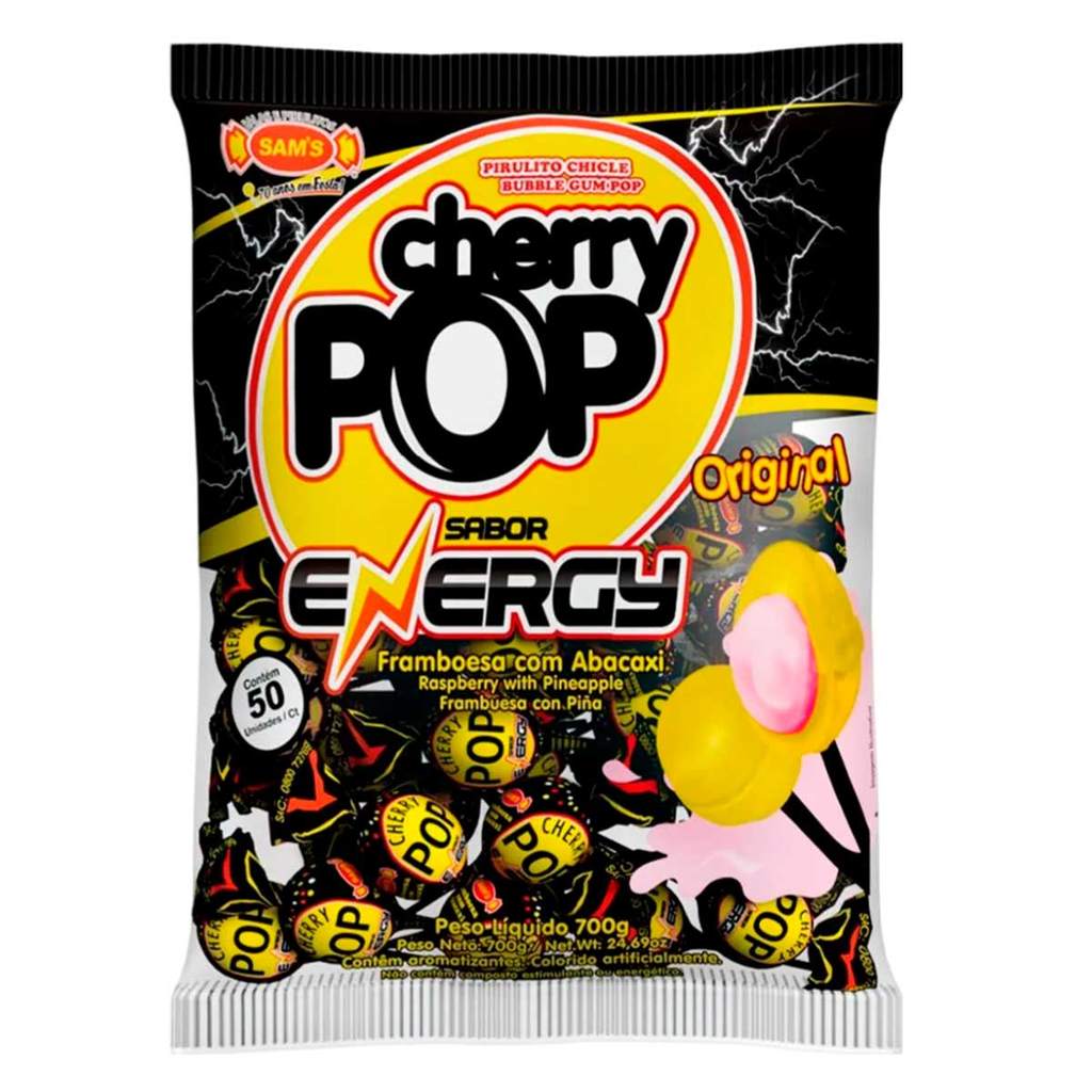 Pirulito Cherry Pop Energy 700g c/50 unid - Simas em Oferta na Shopee