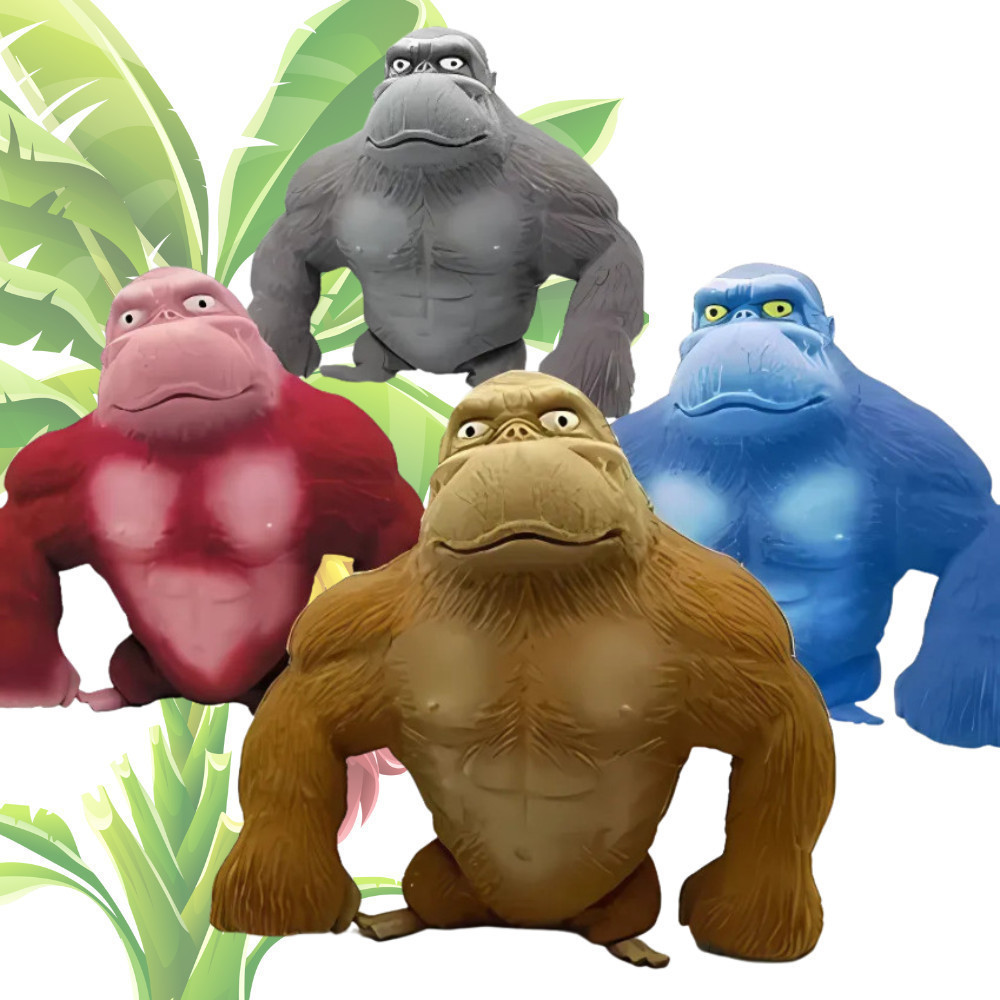 Boneco Gorila Rongee Kong – Estica e Esmaga para Alívio do Estresse
