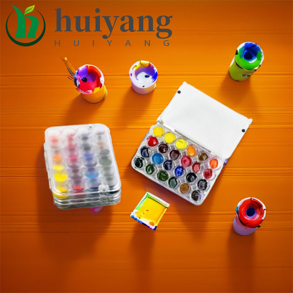 HUIYANG Mini Paleta De Aquarela , Bandeja De Pintura Em Transparente Vazia , Caixa Selada Acrílico Com 24 Grades