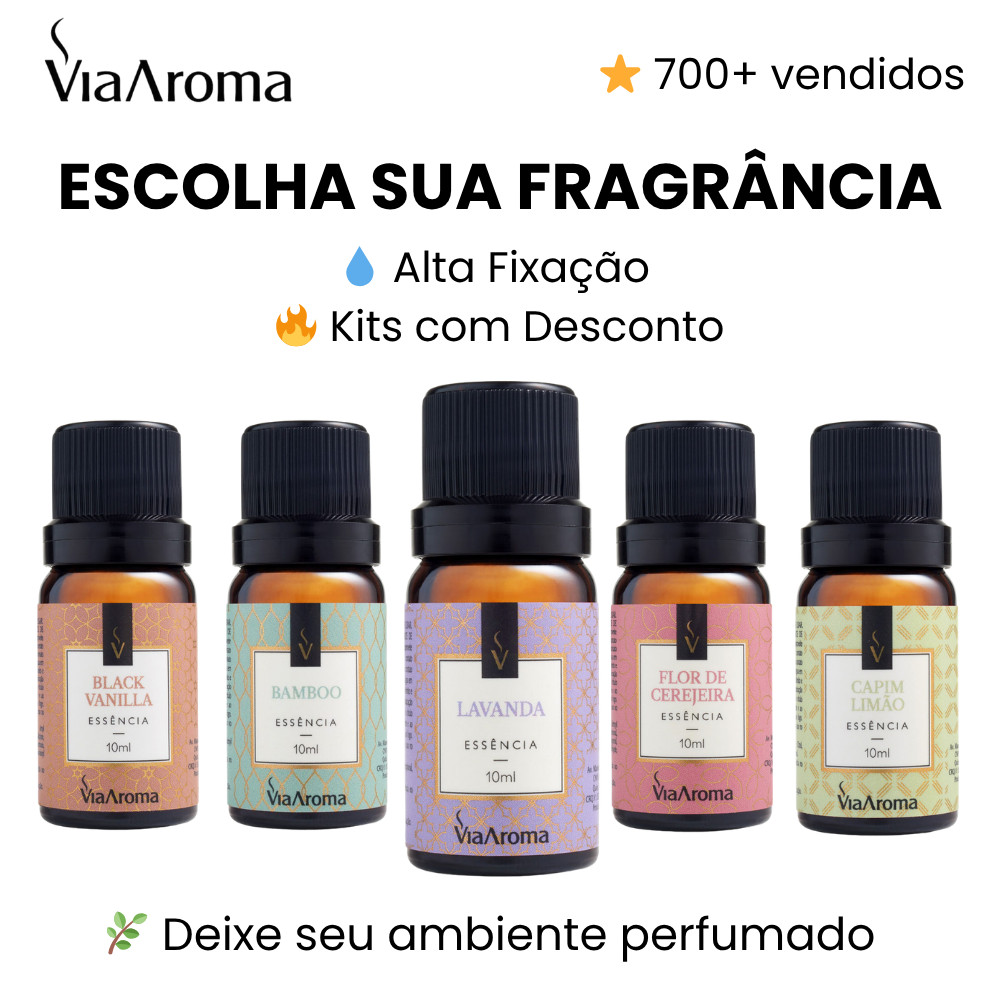 Essência para Difusor 10ml Via Aroma Aromatizador Elétrico Lavanda Bamboo Baunilha Promoção