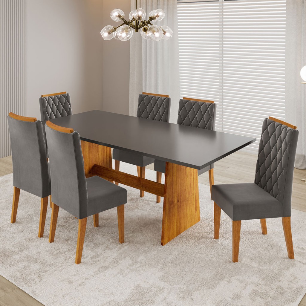 Mesa de Jantar 6 Lugares Kalina - Viero Móveis