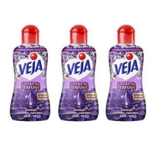Kit 3 Unidades Veja Gotas de Perfume Ametista Lavanda Limpador Perfumado Concentrado 100 ml em Oferta na Shopee