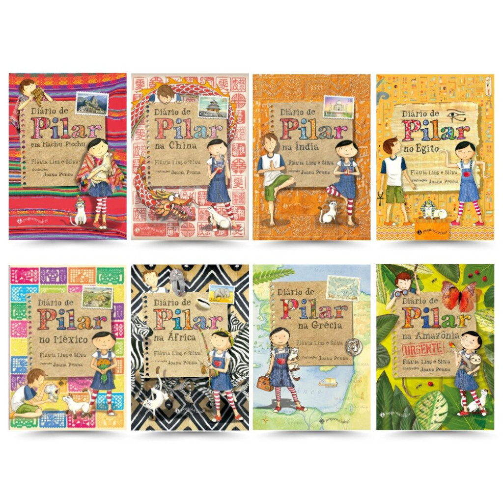 Coleção Diário De Pilar - 8 Livros: Machu Picchu , China, India, Egito, Amazonia, Grecia, Africa e Mexico