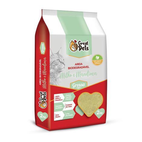 Kit C/8 Areia Bio De Milho E Mandioca Grossa 2kg Great Pets