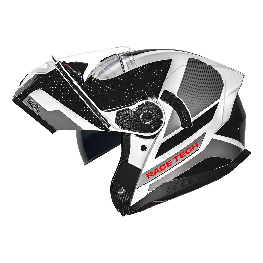Capacete Moto Race Tech Signal Com Óculos Escamoteável Articulado Robocop Masculino Feminino