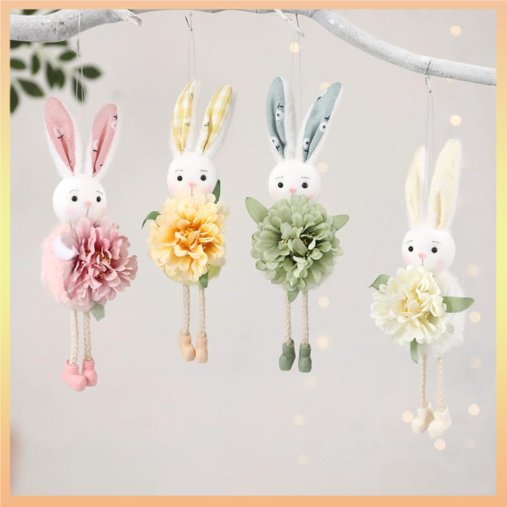 Estatueta Festiva De Coelhinho Da Páscoa Ornamento Colorido De Coelho De Enfeites De Flores Vibrantes De Poliéster Para em Oferta na Shopee