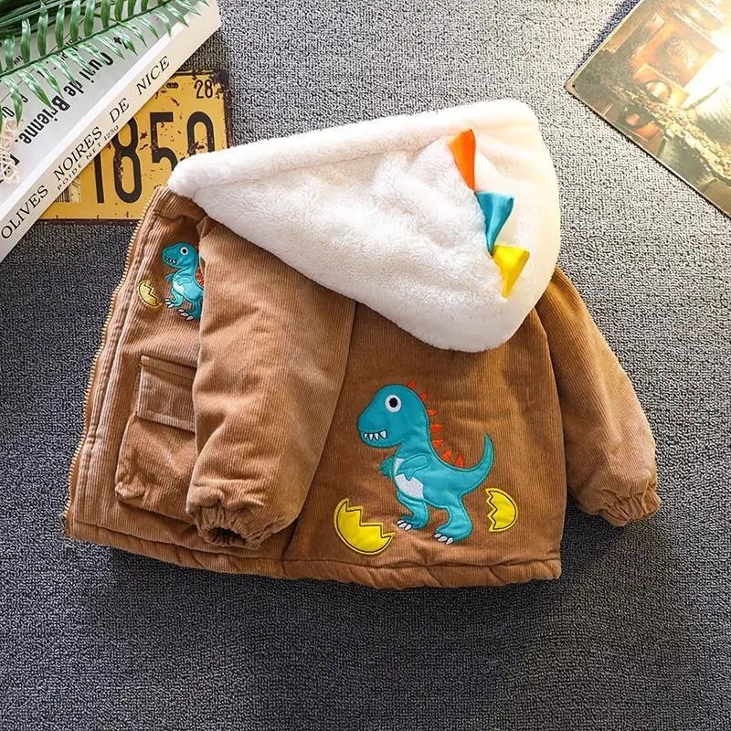 Inverno Crianças Veludo Com Capuz Jaquetas Meninos Dos Desenhos Animados Outerwear 0-6Y Jovens Roupas Casuais Outono Men