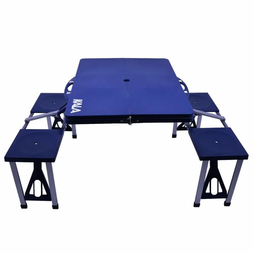 Mesa Dobrável em Alumínio com 4 Banquetas Kala com Maleta Portátil para Camping e Lazer  84X64X68MM 103900