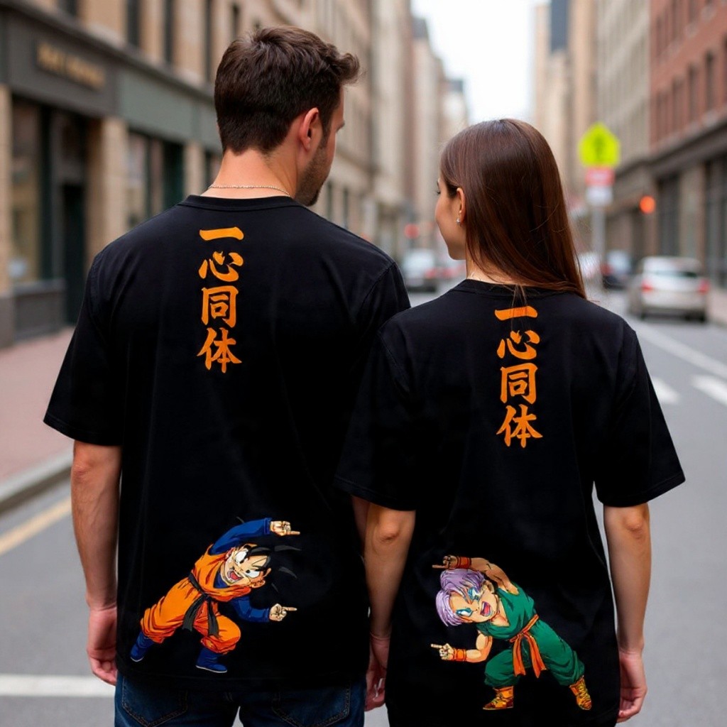 Kit 2 Casal Camiseta Goten Trunks t-shirt Fusão 100% Algodão em Oferta na Shopee