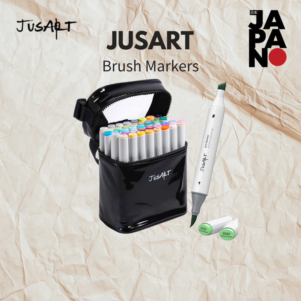 JusArt Marcador De Pincel De Álcool 72 Cores Arte De Ponta Dupla E Caneta Cinzel Conjunto À Base Para Coloração Adulta Drawin