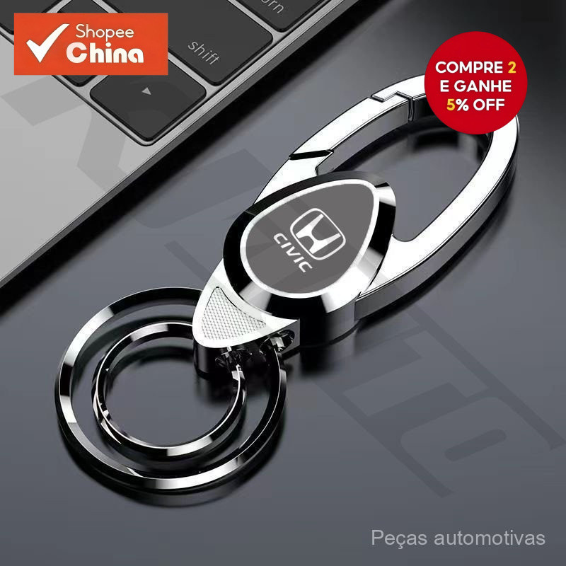 Chaveiro de Metal Minimalista Honda Civic para Homens de Negócios Decoração de Chaveiro de Carro de Alta Qualidade ISNK