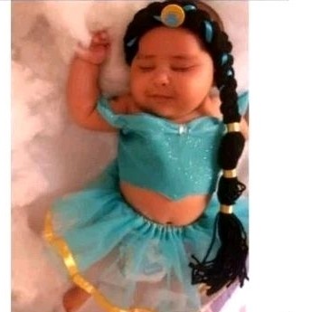 Fantasia Jasmine Bebê Menina Princesa – Roupa Temática Infantil roupa jasmine bebê  Mesversário e Ensaio Fotográfico