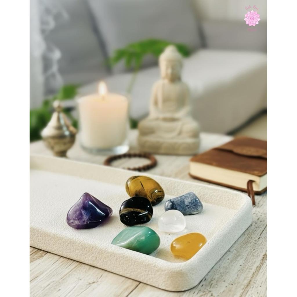 Imagem Kit 7 Pedras Dos Chakras Cristais Grande 100% Naturais Reiki Equilíbrio Energético Yoga Meditação