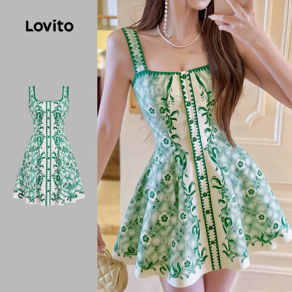 Lovito  Vestido Boho Primavera/verão Verde para Mulheres L171ED543 em Oferta na Shopee
