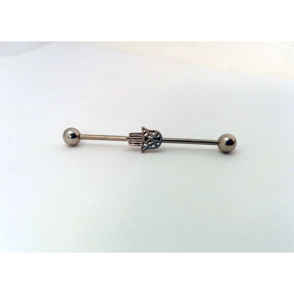 Detalhes do Piercing Transversal Cartilagem Orelha Aço Cirúrgico  Prateado
