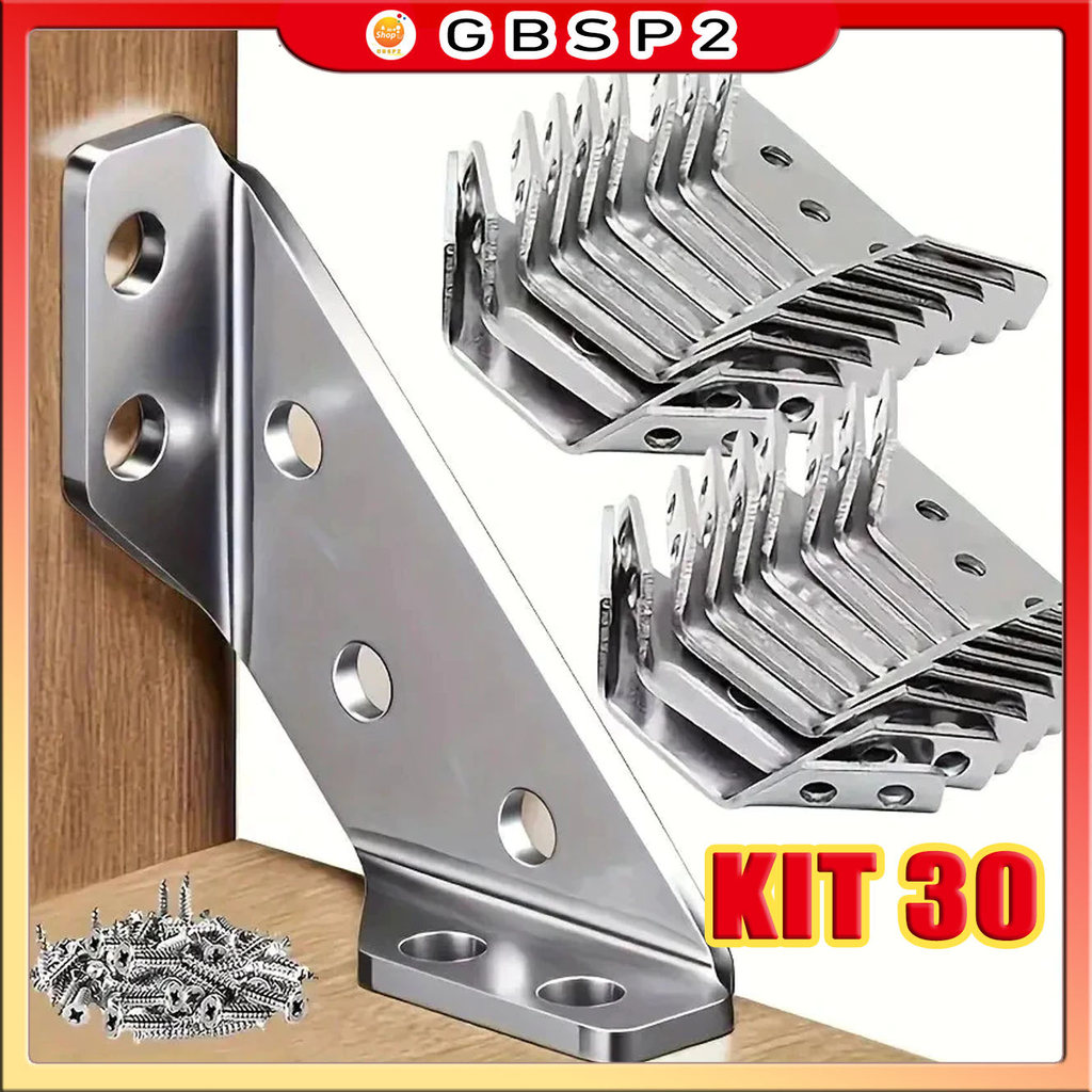 【Kit 30】Conector De Canto De Aço Inoxidável 30 × Para Móveis Univers