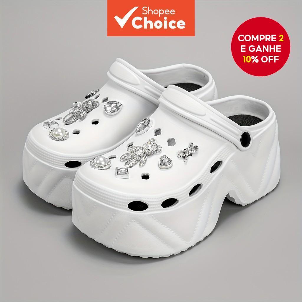 2024 Conjunto De Amuletos De Sapato De Urso Fofo De Desenho Animado , Acessórios Decorativos Transparentes Para Mulheres