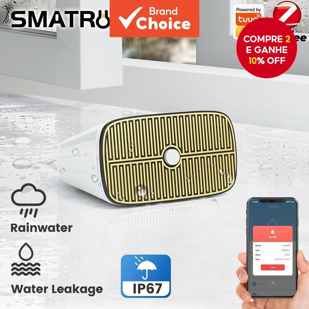 O SMATRUL funciona com o Sensor de Vazamento de Água de Chuva Zigbee3.0 da Tuya, Detector Sem Fio à Prova D'Água IP67,