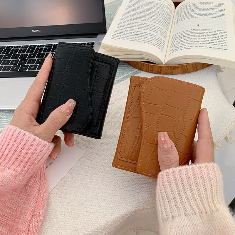 Carteira Feminina Curta Moda Multicolorida Bolsa De Cartão Com Zíper Moedas