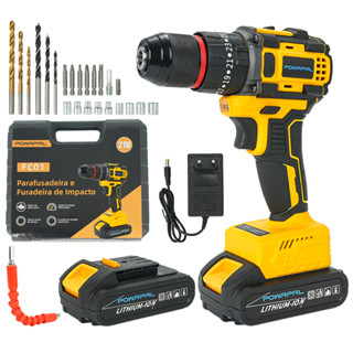 Parafusadeira Furadeira 21V 2 Baterias Com Maleta e Acessórios Completo em Oferta na Shopee