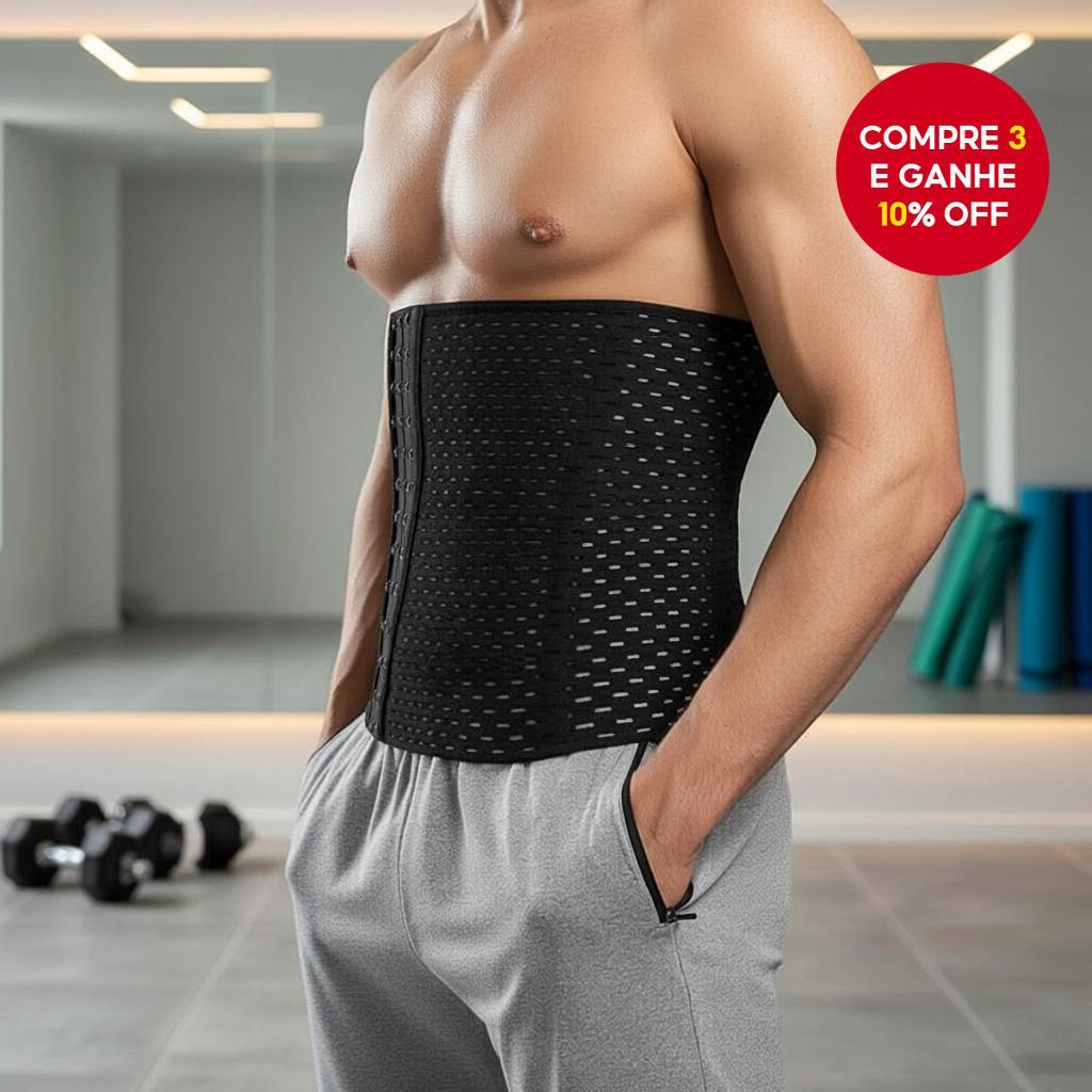Cinto Modelador Masculino Preto - Espartilho para Apertar a Cintura e Modelar o Abdômen com Suporte Lombar e Respirável em Oferta na Shopee