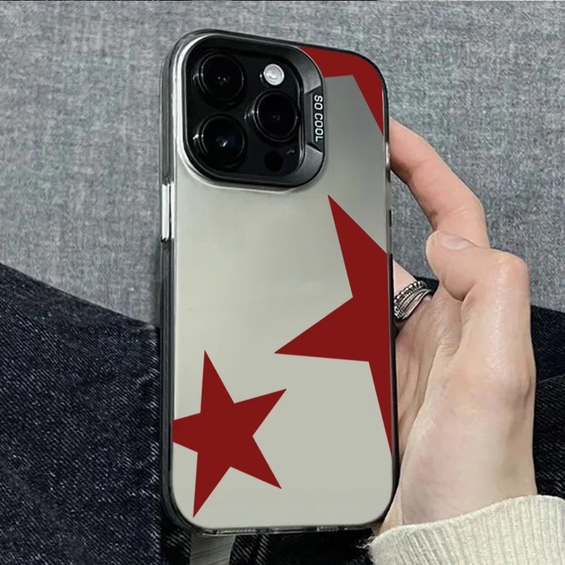 Estrela Vermelha Caso De Telefone Para Samsung A56 5G Casos Galaxy A55 A54 A53 A26 A36 A16 S25 Ultra S24 S23 S22 Plus S2