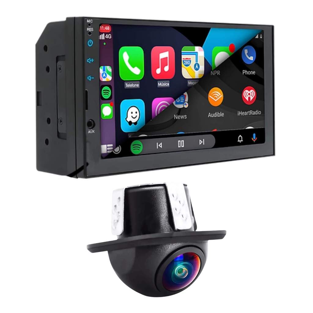 Kit Multimídia 2 Din 7” H-Tech CarPlay Android Auto + Câmera de Ré Dinâmica em Oferta na Shopee